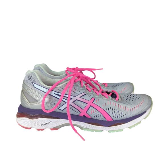 Asics‎ Gel Kayano 23 Athletic Shoes T696N Women's 10 Gray Pink Running Workout - Picture 1 of 9